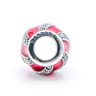 Pandora Adornment Sterling Silver Charm With Red Enamel And Clear Zirconia