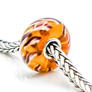 TROLLBEADS Clear Brown Braid Bead Sterling Silver Charm