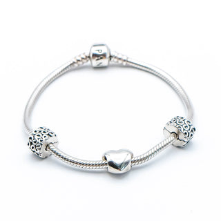 PANDORA Love Starter Bracelet With Two Clips and Heart Charm