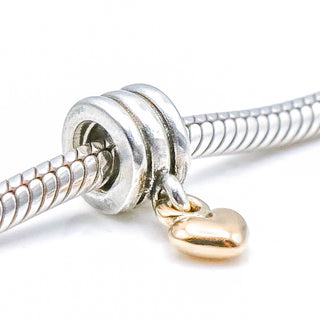 PANDORA Dangling Heart Sterling Silver Dangle Charm With 14K Gold Heart
