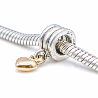PANDORA Dangling Heart Sterling Silver Dangle Charm With 14K Gold Heart
