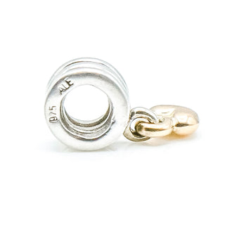 PANDORA Dangling Heart Sterling Silver Dangle Charm With 14K Gold Heart