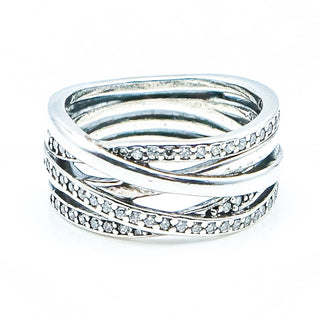 PANDORA Sparkling And Polished Lines Sterling Silver Ring
