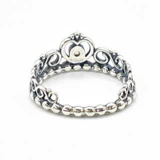 PANDORA Size 7 Sterling Silver Princess Tiara Crown Ring