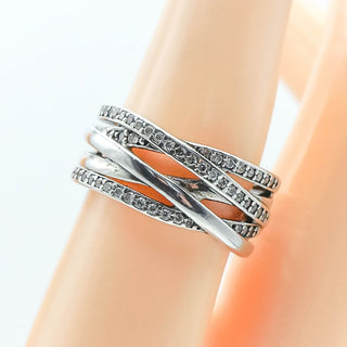 PANDORA Sparkling And Polished Lines Sterling Silver Ring