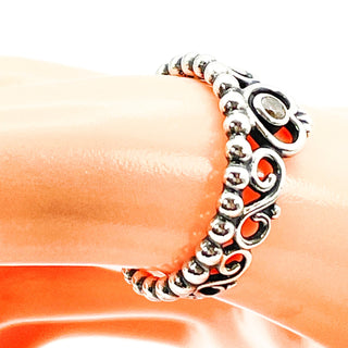 PANDORA Size 7 Sterling Silver Princess Tiara Crown Ring