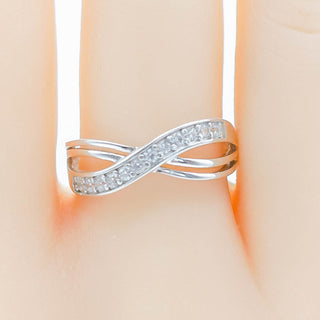 Clear Cubic Zirconia Sterling Silver Infinity Ring Size 8