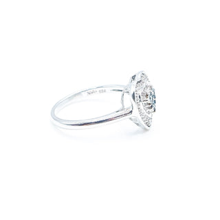 Sterling Silver Blue And White Diamonds Heart Ring Size 8