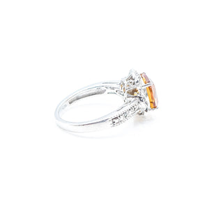 Sterling Silver Citrine And Diamond Ring Size 6