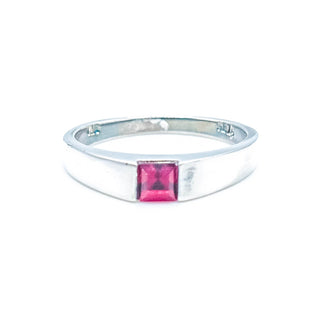 Red Cubic Zirconia Sterling Silver Ring Size 8