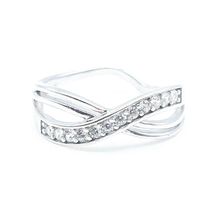 Clear Cubic Zirconia Sterling Silver Infinity Ring Size 8