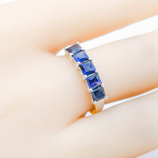 Blue Sapphire Ring in Sterling Silver Size 8