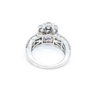 Sterling Silver Cubic Zirconia Flower Engagement Ring Size 6