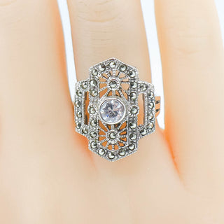 Marcasite CZ 850 Silver Ring Size 7.5