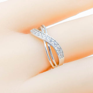 Clear Cubic Zirconia Sterling Silver Infinity Ring Size 8