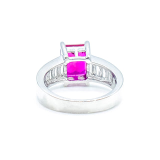 Ruby And Cubic Zirconia Sterling Silver Solitaire Ring Size 7