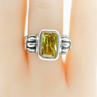 Vintage Sterling Silver Citrine Modernist Ring Size 8