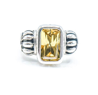 Vintage Sterling Silver Citrine Modernist Ring Size 8