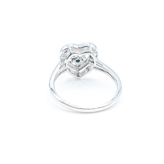 Sterling Silver Blue And White Diamonds Heart Ring Size 8