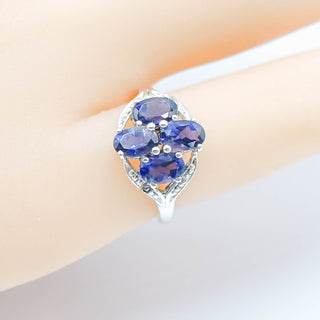 Sterling Silver Tanzanite And Diamond Ring Size 5