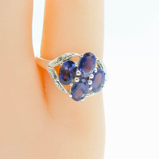 Sterling Silver Tanzanite And Diamond Ring Size 5