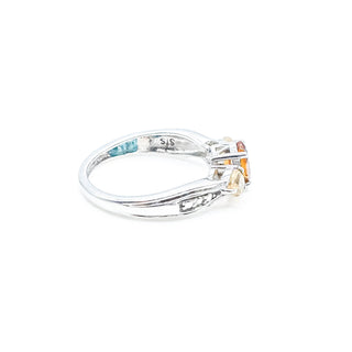 Sterling Silver Citrine Three Stone Ring Size 5