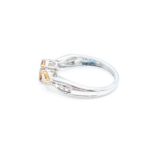 Sterling Silver Citrine Three Stone Ring Size 5