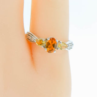 Sterling Silver Citrine Three Stone Ring Size 5