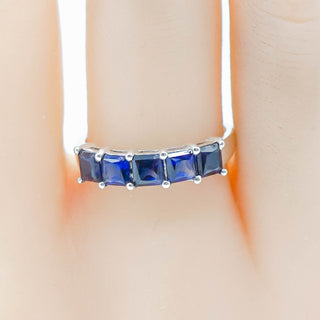 Blue Sapphire Ring in Sterling Silver Size 8