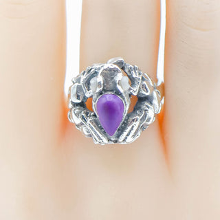 Vintage Sterling Silver Purple Sugilite Frog Ring Size 8.5