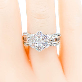 Sterling Silver Cubic Zirconia Flower Engagement Ring Size 6