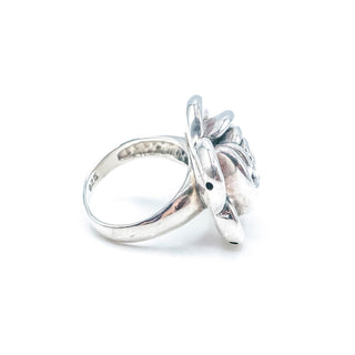 Vintage Sterling Silver Flower Cocktail Ring Size 7