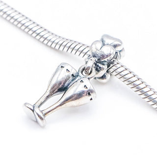 PANDORA Cheers Champagne Flutes Sterling Silver Celebration Dangle Charm