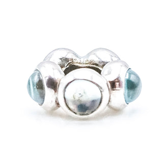 PANDORA Blue Teardrop Sterling Silver Spacer Charm With Blue Topaz