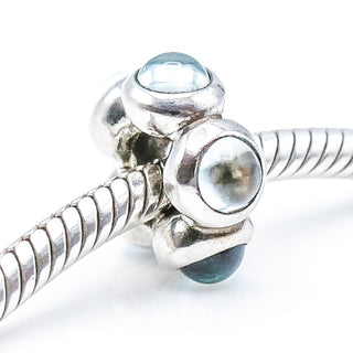 PANDORA Blue Teardrop Sterling Silver Spacer Charm With Blue Topaz