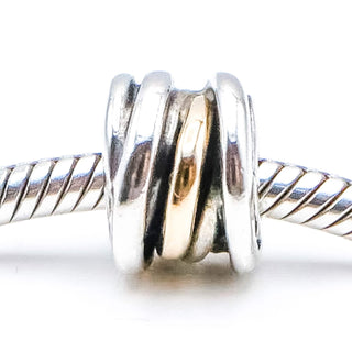 PANDORA Ring Cluster Sterling Silver And 14K Gold Charm