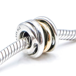 PANDORA Ring Cluster Sterling Silver And 14K Gold Charm