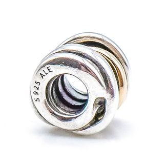 PANDORA Ring Cluster Sterling Silver And 14K Gold Charm
