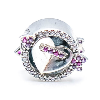 PANDORA Sparkling Arrow And Heart Sterling Silver Charm