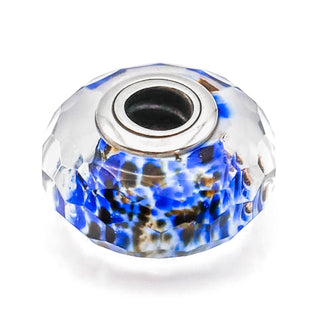 PANDORA RARE Deep Ocean Sea Glass Faceted Murano Glass Sterling Silver Charm