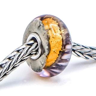 TROLLBEADS Golden Cave Glass Bead Sterling Silver Charm With 22K Gold