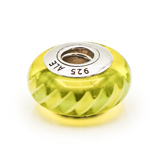 PANDORA Green Zig Zag Sterling Silver Charm Green Murano Glass Bead