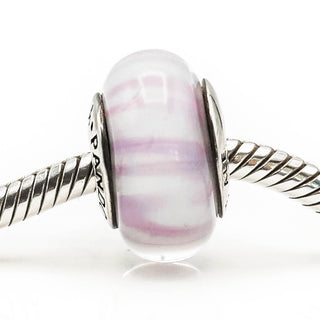 PANDORA Pink Candy Stripes Murano Glass Sterling Silver Charm
