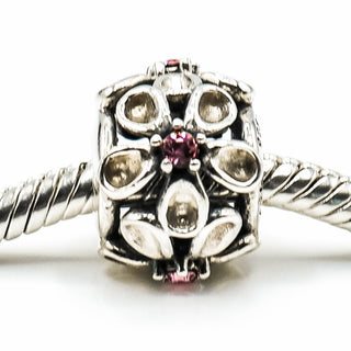 CHAMILIA Dazzling Daisy Sterling Silver Charm With Pink Swarovski Crystals