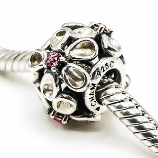 CHAMILIA Dazzling Daisy Sterling Silver Charm With Pink Swarovski Crystals