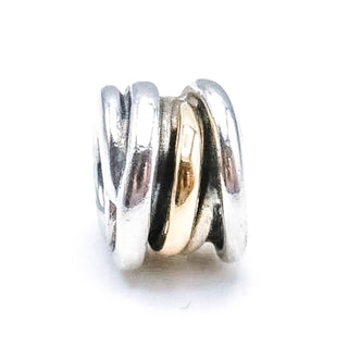PANDORA Ring Cluster Sterling Silver And 14K Gold Charm