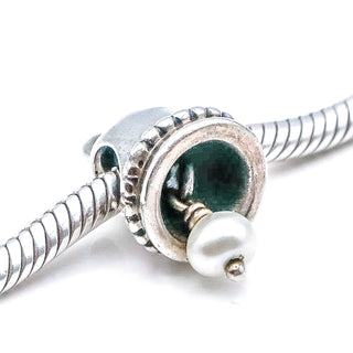 PANDORA Pearl Bell Sterling Silver Dangle Charm With Freshwater Pearl