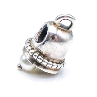 PANDORA Pearl Bell Sterling Silver Dangle Charm With Freshwater Pearl
