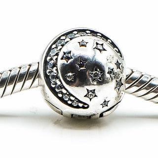 PANDORA Twinkling Night Sterling Silver Moon And Stars Clip Charm