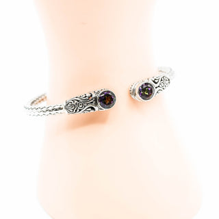 Bali Design 7-Inch Mystic Quartz Sterling Silver Cuff Bracelet